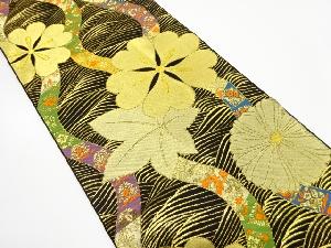 アンティーク　立涌に楓・花模様織り出し袋帯（材料）